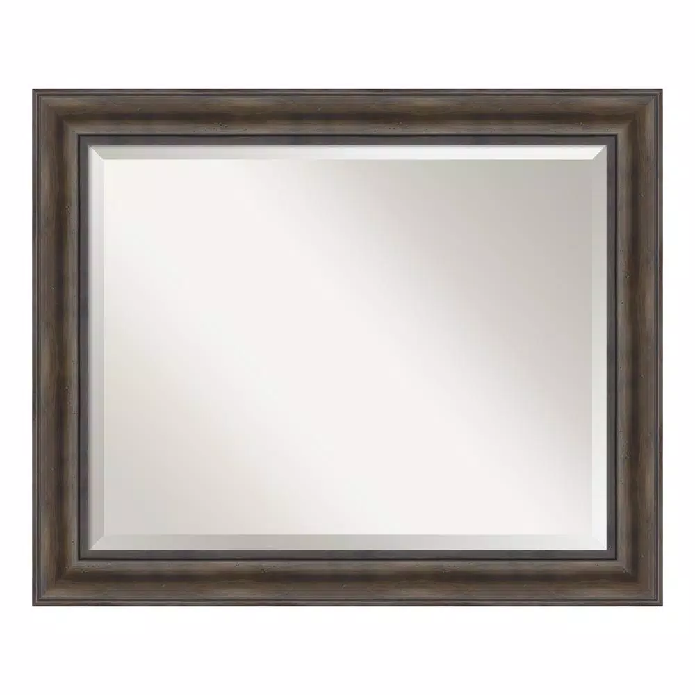 Amanti Art 33.5 in. W x 27.5 in. H Rustic Pine Framed Rectangular Bathroom Vanity Mirror