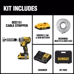 DEWALT 20V MAX XR Brushless Cordless Cable Stripper Kit with 20 Bushings, Battery & Charger thumbnail 2