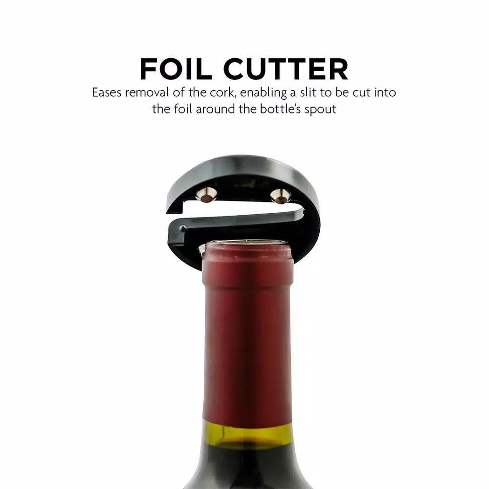 Ovente Electric Wine Bottle Opener with Foil Cutter and LED Light, Stainless Steel, Silver