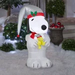 Gemmy 3.5 ft. Peanuts Snoopy and Woodstock Airblown Inflatable with Platinum Accents thumbnail 3
