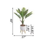 Flora Bunda 4 ft. Artificial Areca Palm Tree in Ceramic Planter with Wood Stand thumbnail 2