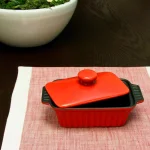 Crock-Pot Denhoff 8.5 in. Ribbed Stoneware Nonstick Casserole Dish with Lid, Red thumbnail 3