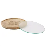 Mind Reader Round Bamboo Cheese Platter with Glass Top - Decorative Wooden Serving Tray thumbnail 4