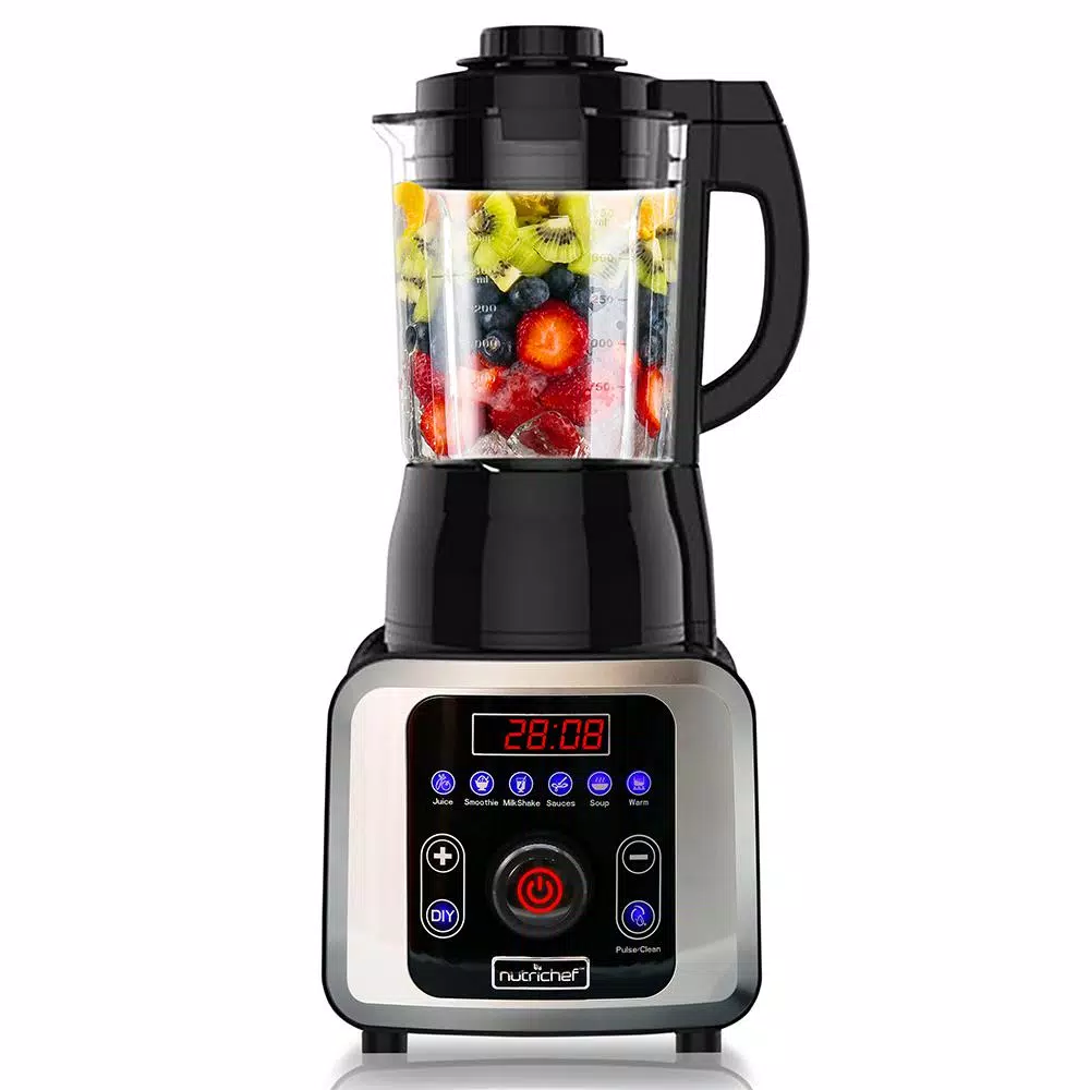 NutriChef 59 oz. 9-Speed Digital Countertop Blender with Heating Function, 1000W