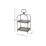 LITTON LANE Large 2-Tier Rectangular Metal Serving Tray with Handle - Black and Silver Farmhouse Decor thumbnail 5