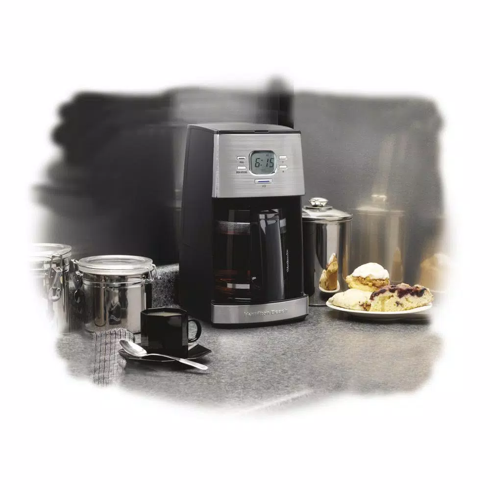 Hamilton Beach Ensemble 12-Cup Programmable Drip Coffee Maker, Black with Stainless Steel Accents