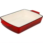 Sunnydaze Decor Red Enamel Cast Iron Deep Baking Dish and Roaster Pan, 2.85 Quart thumbnail 1