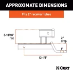 CURT Multi-Use 2" Ball Mount with Extra Receiver Tube, 7,500 lbs. Capacity, 5-13/16" Rise, Gloss Black thumbnail 3