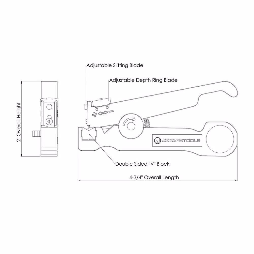 Jonard Tools CSR-1575 Fiber Optic Cable Slit and Ring Tool, 1.2 mm to 7.5 mm