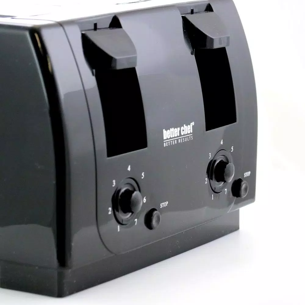 Better Chef 4-Slice Black Toaster with Dual-Control and Wide Slots