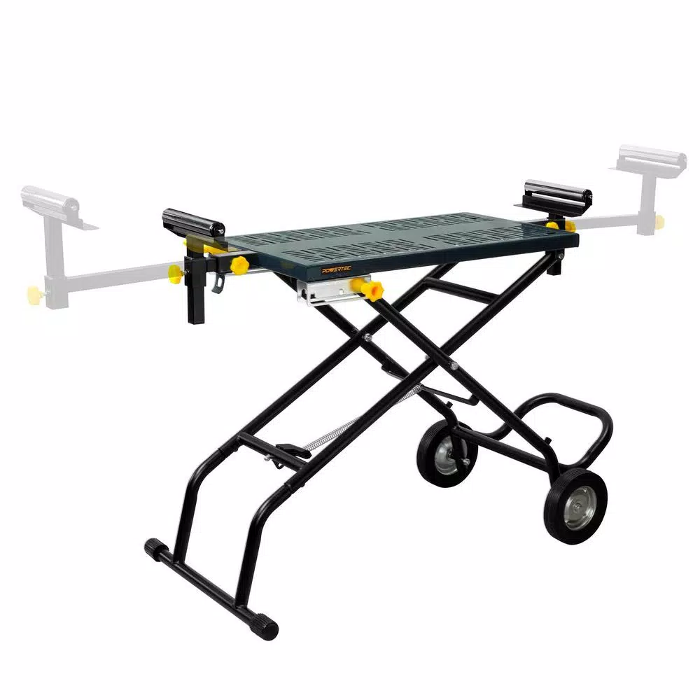 POWERTEC Universal Deluxe Rolling Miter Saw Stand with 440 lb Capacity and 8" Wheels
