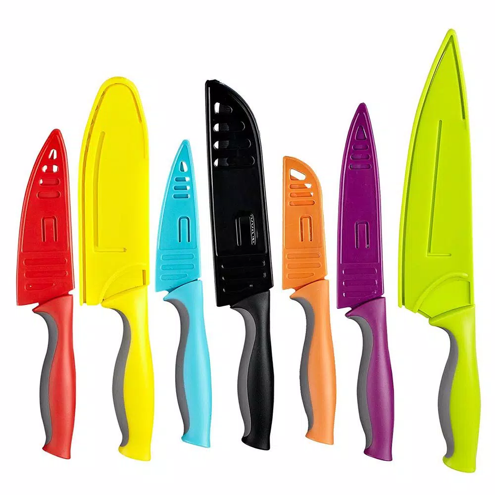 Cook N Home 14-Piece Multicolor Nonstick Carbon Stainless Steel Kitchen Knife Set with Sheaths