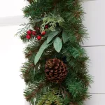 Home Accents Holiday Woodmoore 17 ft. Artificial Christmas Garland with Poinsettias, Berries, and Pinecones thumbnail 5