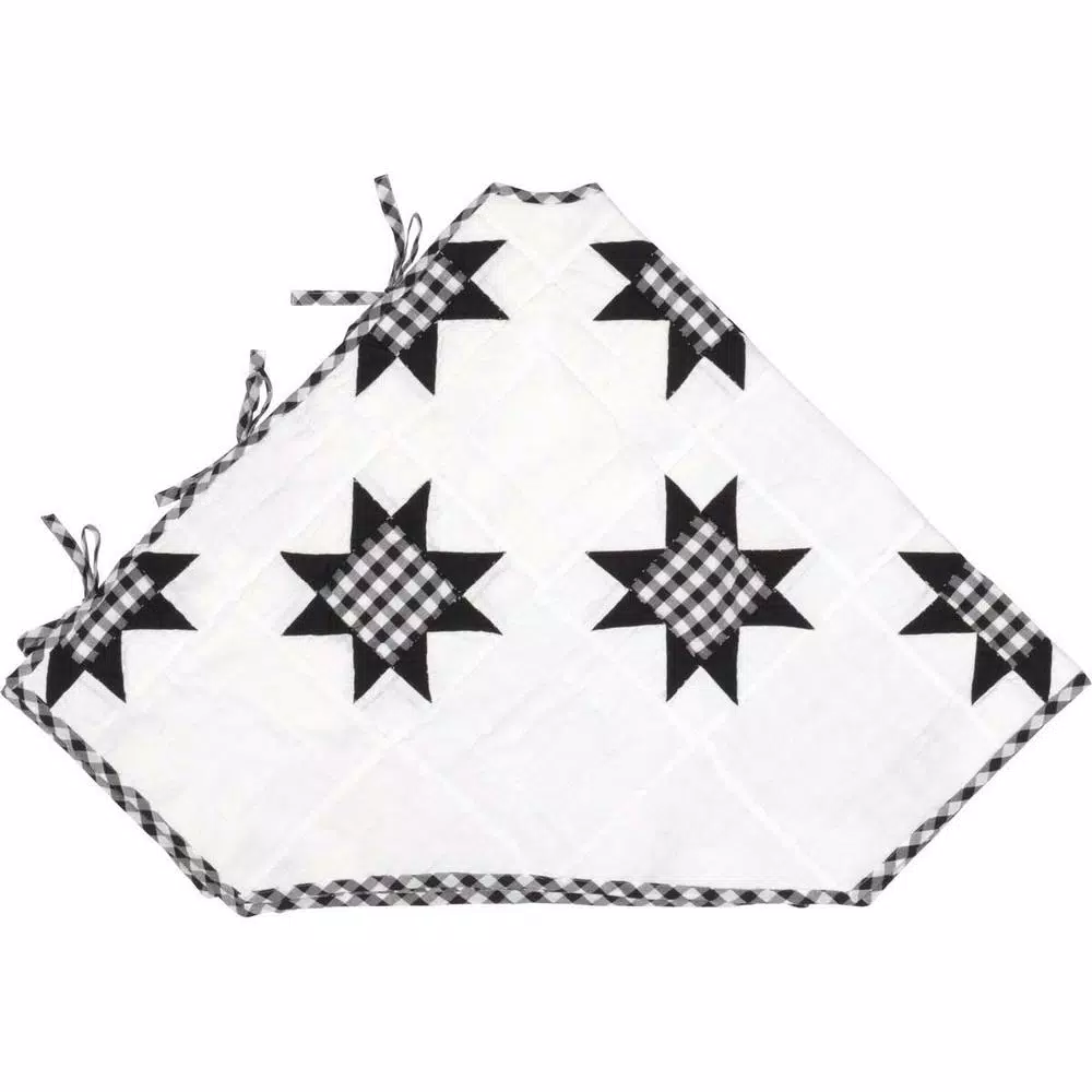 VHC Brands 60 in. Emmie Black and White Patchwork Farmhouse Christmas Tree Skirt