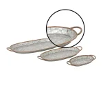 LITTON LANE Farmhouse Hammered Gray Galvanized Iron and Copper Oval Decorative Trays, Set of 3 thumbnail 3