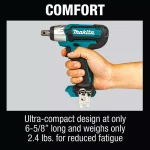 Makita 12V MAX CXT 1/2 in. Sq. Drive Cordless Impact Wrench with 4.0 Ah Battery Kit thumbnail 8