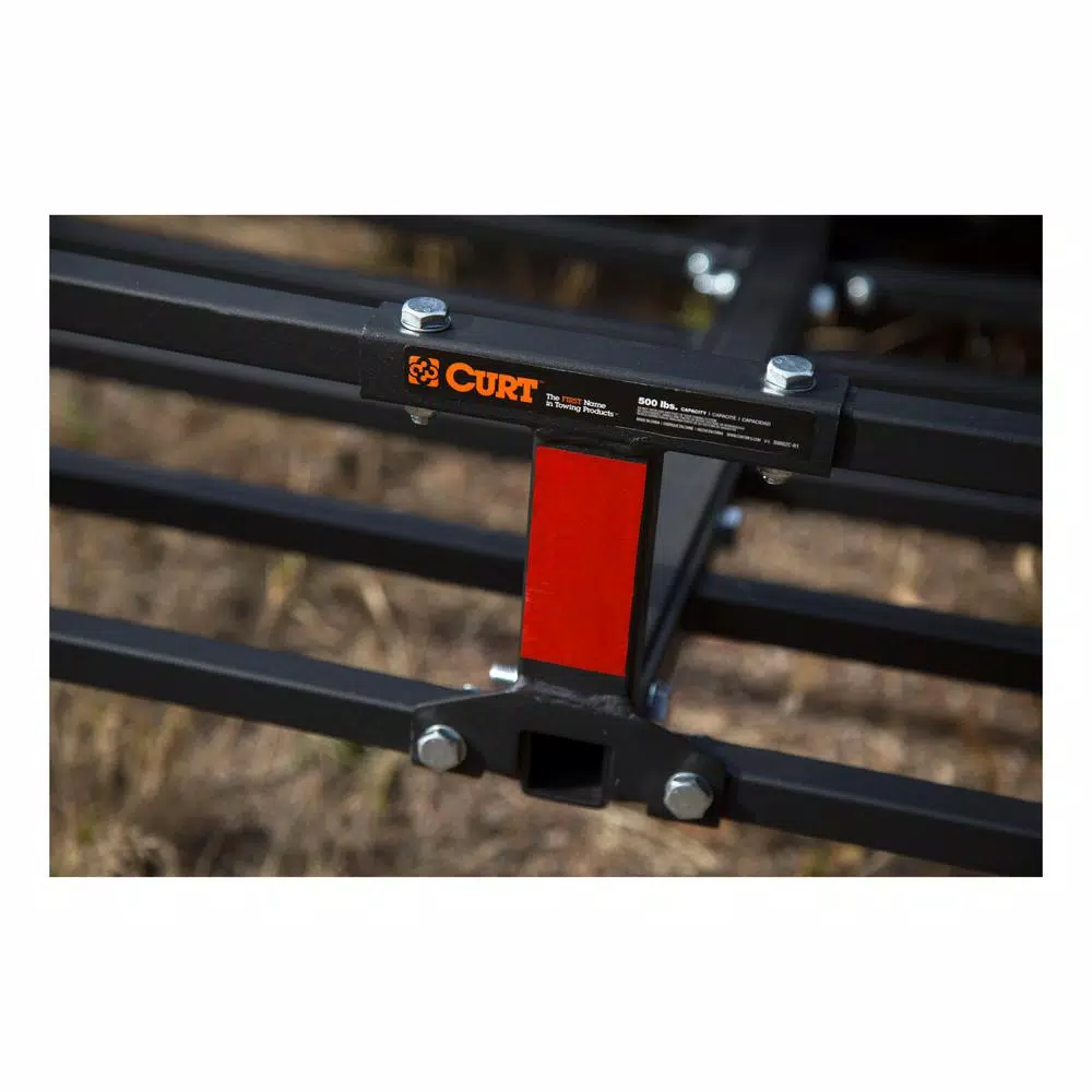 CURT 48 in. x 20 in. Steel Basket Style Hitch Cargo Carrier, 500 lb. Capacity, 2 in. Receiver with Adapter