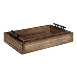 Kate and Laurel Bayport Brown Decorative Nested Wooden Tray Set of 2 - Farmhouse Style thumbnail 2