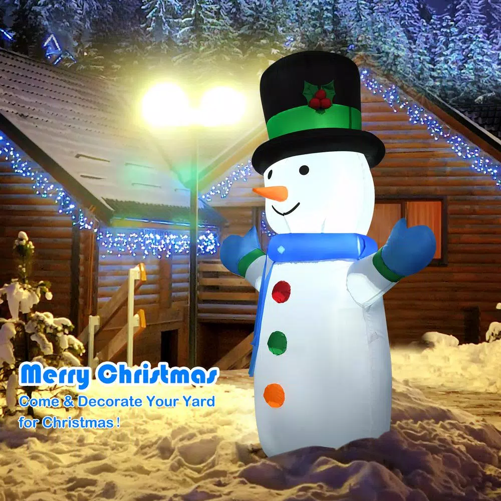 Costway 4 ft. Inflatable Christmas Snowman with LED Lights, Weather Resistant Indoor/Outdoor Holiday Decor