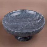 Creative Home Natural Black Marble Fruit Bowl on Pedestal, 10-inch Round Footed Centerpiece thumbnail 5