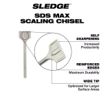 Milwaukee 3 in. x 12 in. SDS-Max SLEDGE Steel Scaling Chisel thumbnail 3