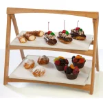 Unbranded CreativeWare TableStyles 2-Tiered Bamboo and Stoneware Folding Ladder Serving Set thumbnail 7