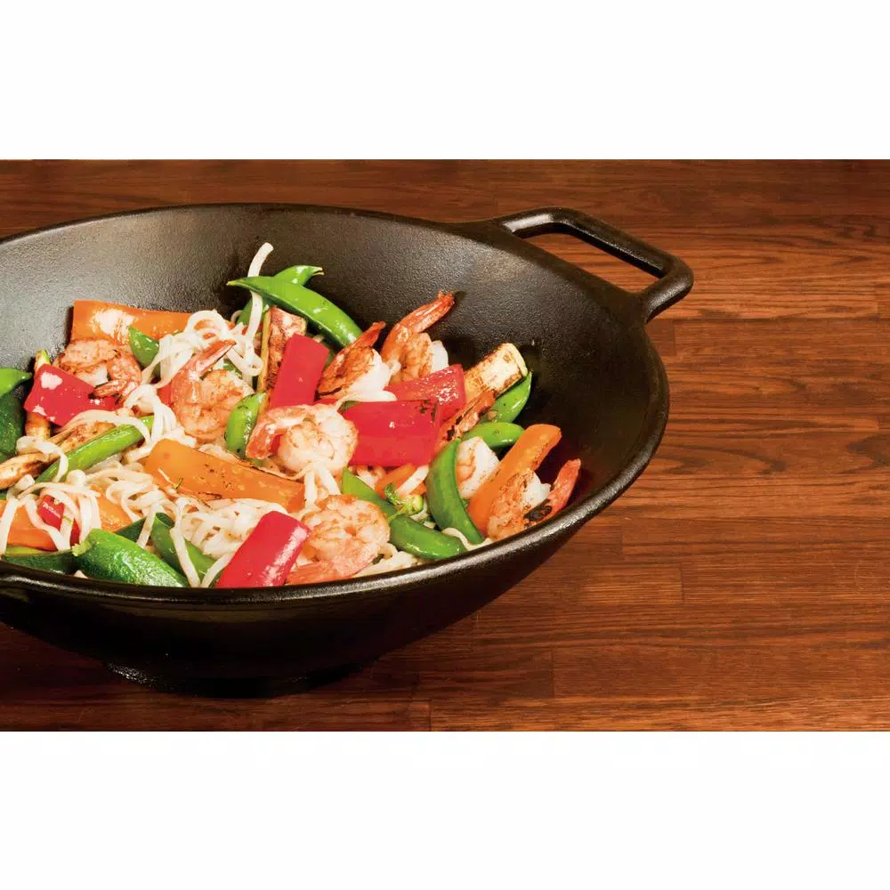 Lodge 14 in. Cast Iron Wok with Dual Loop Handles