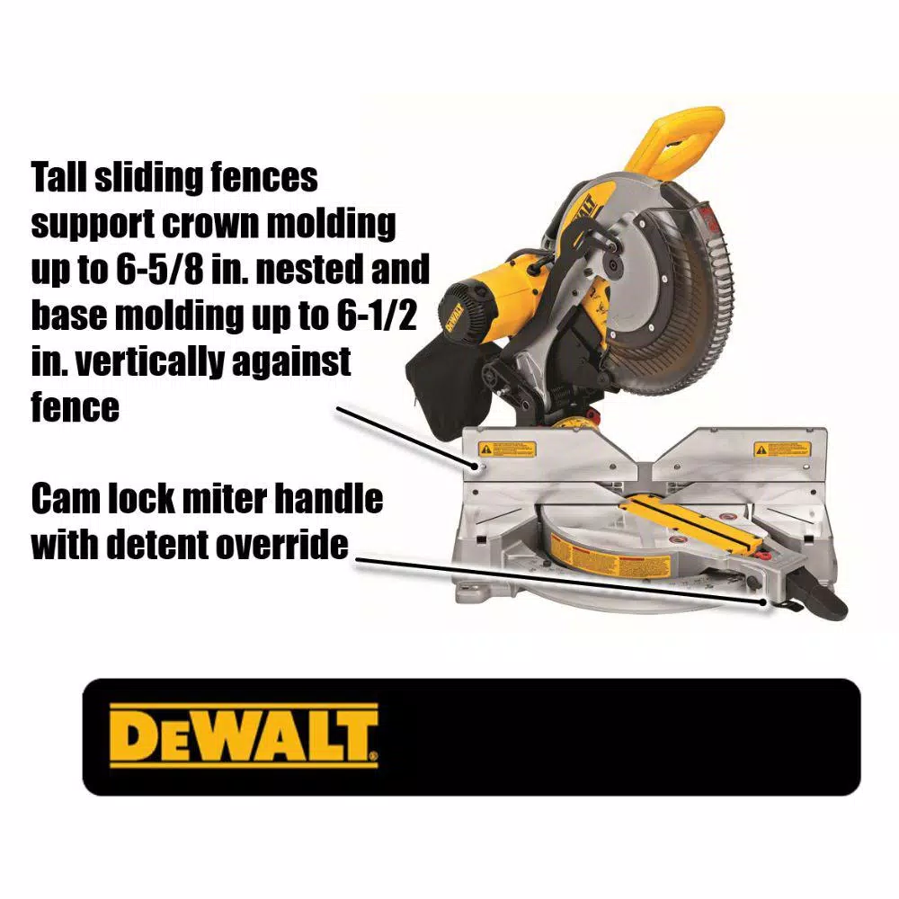 DEWALT 12 in. Double Bevel Compound Miter Saw with Heavy-Duty Work Stand, 15 Amp Corded