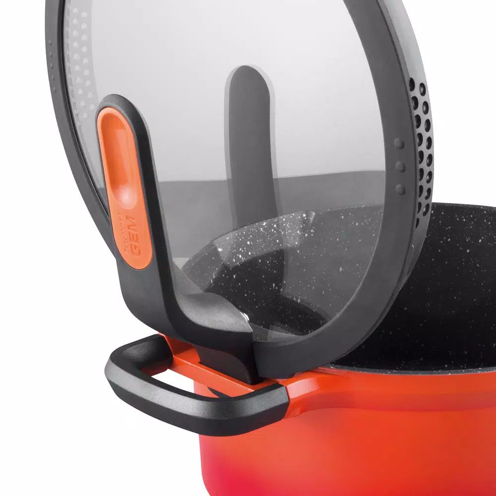 BergHOFF GEM Stay Cool 3 qt. Cast Aluminum Nonstick Casserole Dish with Glass Lid, Orange