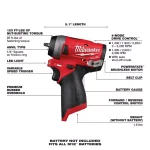 Milwaukee M12 FUEL 12V Cordless 3/8 in. Ratchet & 1/4 in. Stubby Impact Wrench Combo Kit with (2) 3.0 Ah Batteries thumbnail 3
