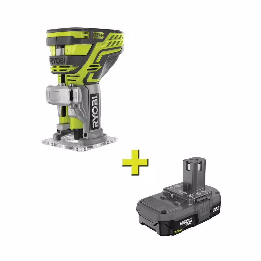 RYOBI 18V ONE+ Cordless Fixed Base Trim Router with 1.5 Ah Lithium-Ion Battery