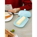 Sweese Porcelain Butter Dish with Lid - Turquoise, Modern Round Style thumbnail 3