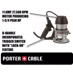 Porter-Cable 1-3/4 HP 27,500 RPM D-Handle Fixed Base Router thumbnail 2