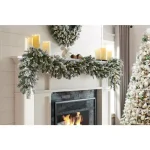 Home Accents Holiday 9 ft. Pre-Lit Flocked Frasier Fir LED Garland with Timer thumbnail 2