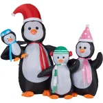 Fraser Hill Farm 10 ft. Penguin Family Christmas Inflatable with White Lights thumbnail 1