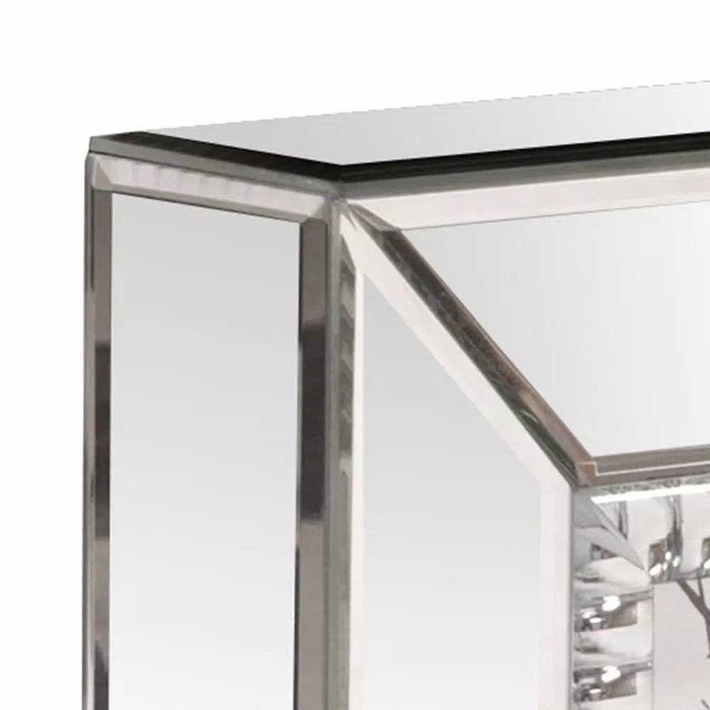 Unbranded Mirrored Table Clock with Beaded Glass Border and Roman Numerals