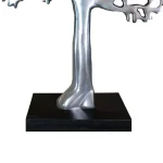Benjara Modern Silver and Black Aluminum Tree Sculpture Decor with Block Base thumbnail 4