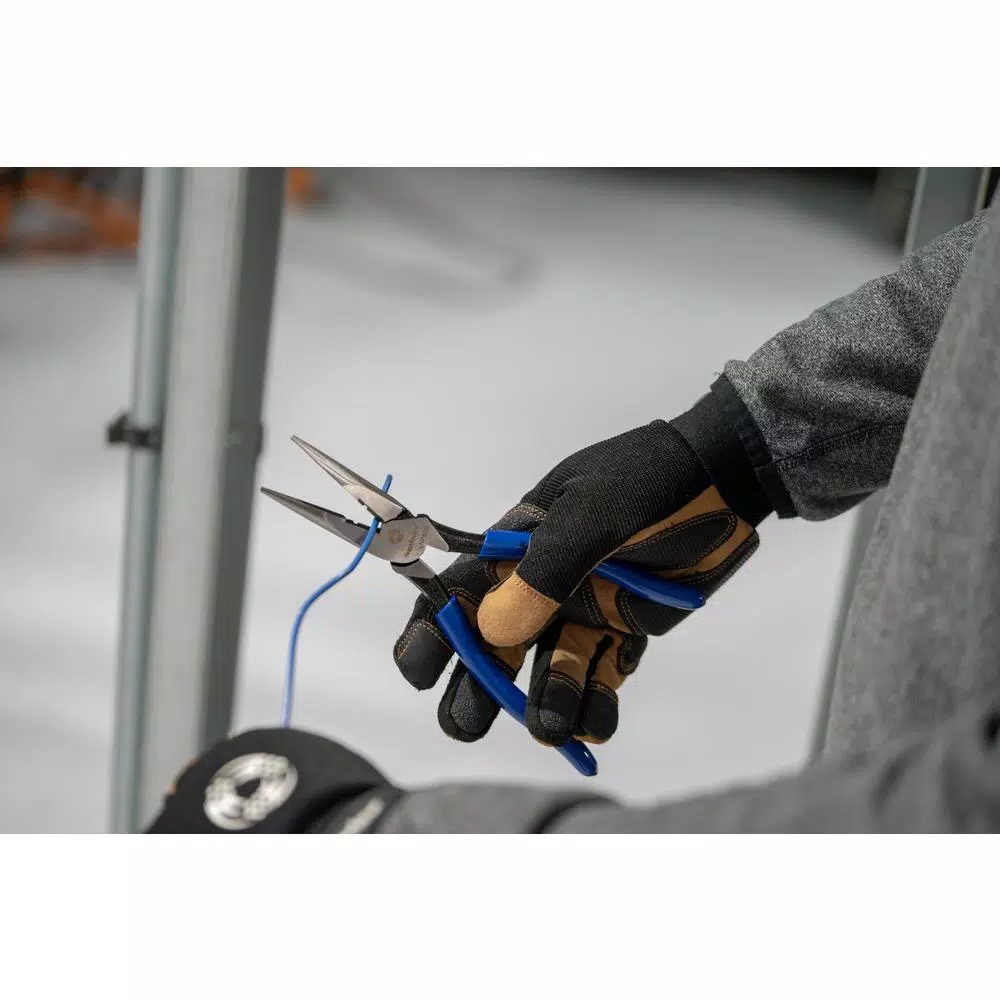 Southwire 8 in. Heavy-Duty Long-Nose Pliers with Side Cutter and Wire Stripper, Forged Steel