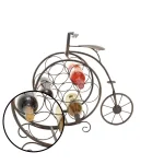 LITTON LANE Vintage Penny Farthing Bicycle Wine Rack - 7 Bottle Iron Metal Storage - Tarnished Brass Brown thumbnail 3