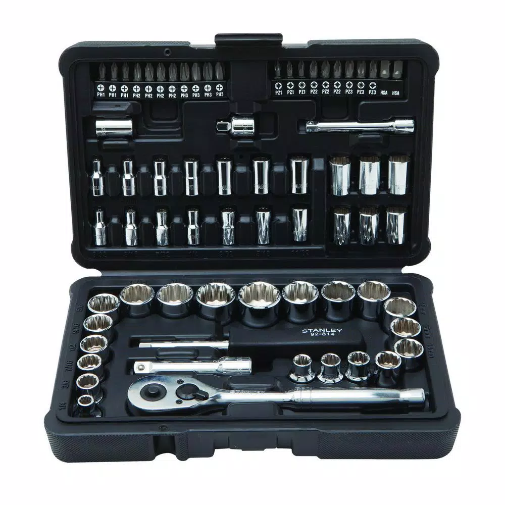 Stanley 165-Piece Mechanic Tool Set with 97-Piece and 68-Piece Sets, 1/4 in. & 3/8 in. Drive, Chrome Finish