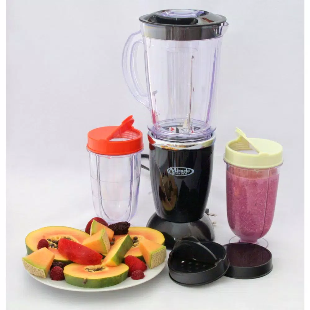Total Chef Miracle Blender 12-Piece Set, 33 oz. Single Speed Personal Blender, Black