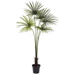Nearly Natural 7 ft. UV Resistant Indoor/Outdoor Artificial Fan Palm Tree with Black Pot thumbnail 1