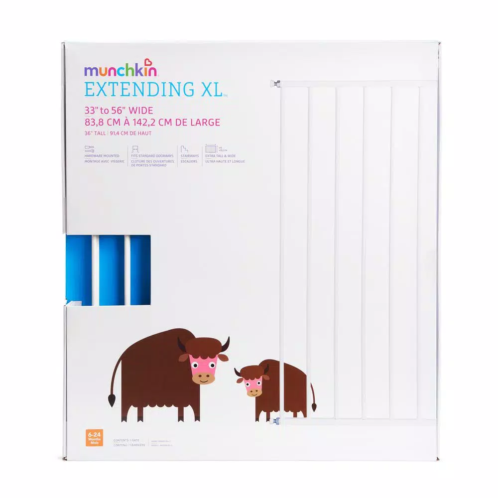 Munchkin Extending XL Baby Safety Gate, Hardware Mounted, 33-56 in. Wide