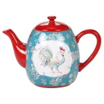 Certified International Morning Bloom 40 oz. 4-Cup Multicolored Earthenware Teapot thumbnail 1