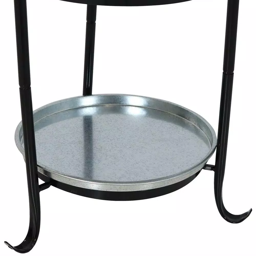Sunnydaze Decor Pebbled Galvanized Steel 5-Gallon Ice Bucket Drink Cooler with Stand and Tray