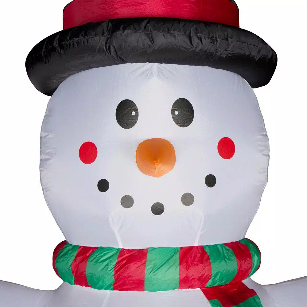 Glitzhome 12 ft. Lighted Inflatable Snowman with Welcome Decor, Large Outdoor Christmas Decoration