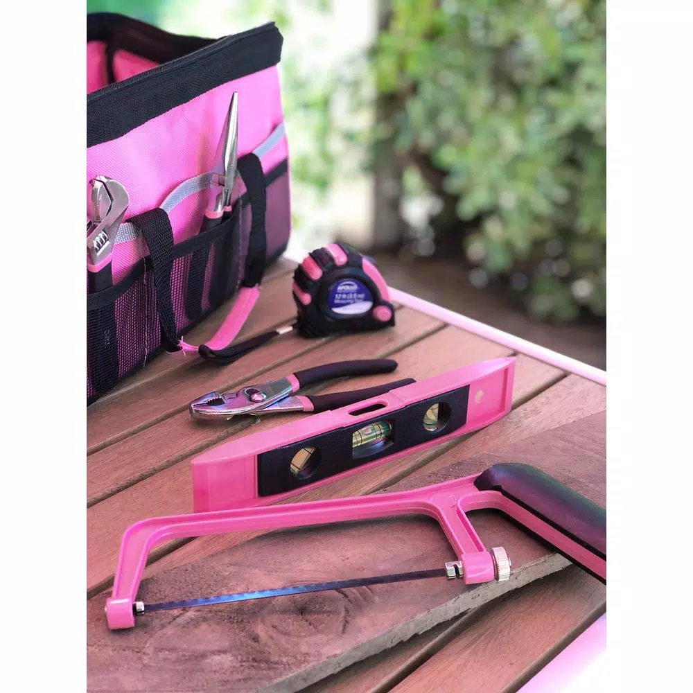 Apollo 201-Piece Home Tool Kit with Soft-Sided Tool Bag, Pink