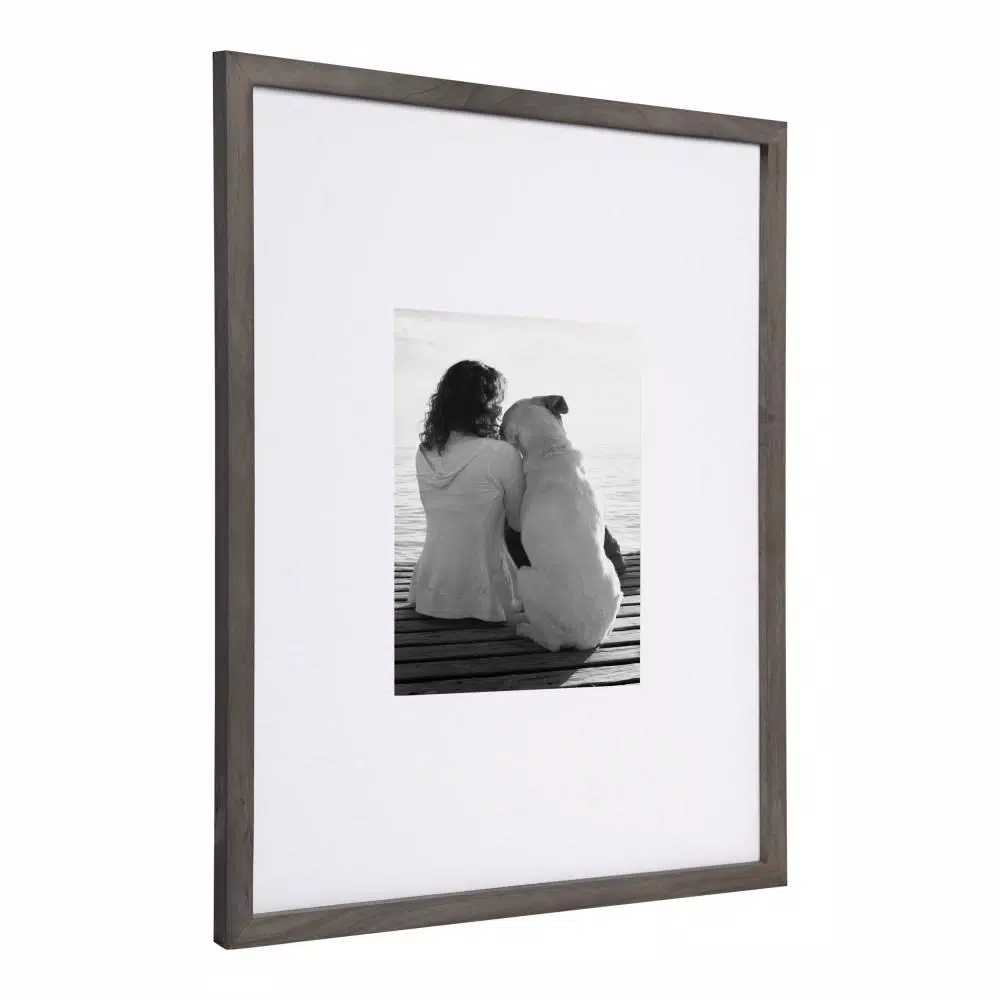 DesignOvation Gallery Wood Picture Frame Set of 2, Gray, 16x20 matted to 8x10