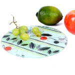 Creative Home 8 in. Round Tempered Glass Trivet with Flower Pattern thumbnail 2