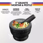TACO TUESDAY Granite Stone Mortar and Pestle Set, 5.5 in. - Dark Gray thumbnail 5